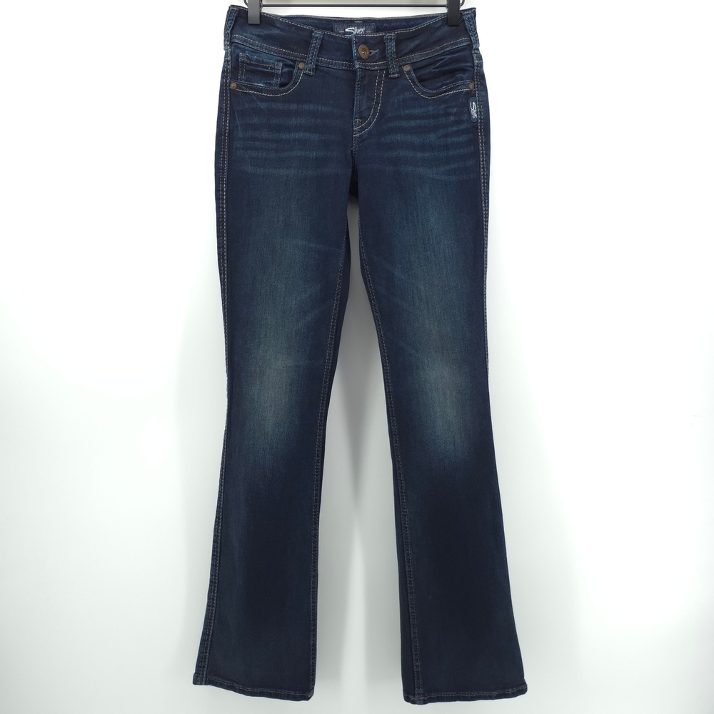 Silver Jeans Womens Suki Mid Slim Boot Jeans W27 L33 Dark Wash Denim Y2K